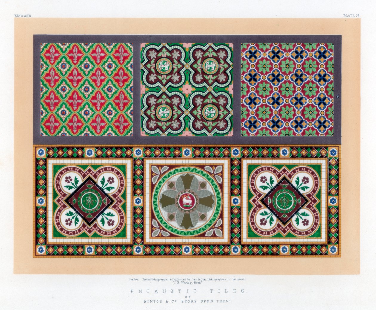 Enkaustiske fliser, 1800-tallet. af John Burley Waring