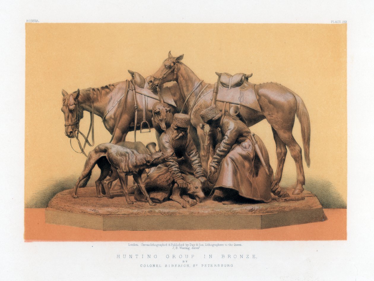 Jagtgruppe i bronze, 1800-tallet. af John Burley Waring