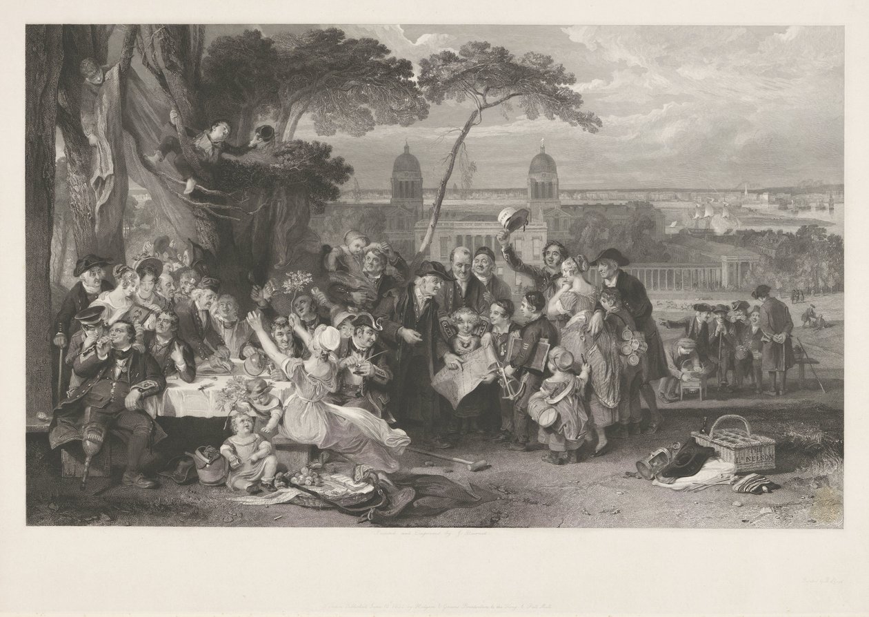 Festfest i en park fejrer sejren i Trafalgar af John Burnet