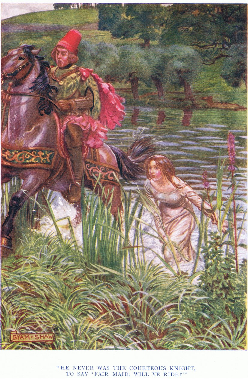 Han har aldrig været den høflige ridder, for at sige, smuk pige vil du ride, 1928 af John Byam Liston Shaw