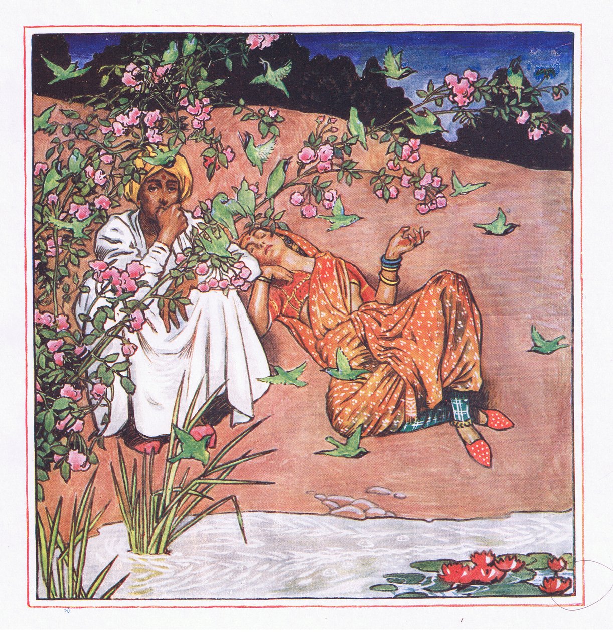 Love lightly, illustration fra The Garden of Kama (og andre tekster fra Indien), 1920 af John Byam Liston Shaw