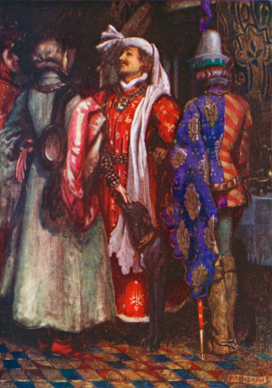"Bed Gud om, at vi må skynde os og komme for sent!" Richard II - Første akt, scene 4 (farvelitografi) af John Byam Liston Shaw