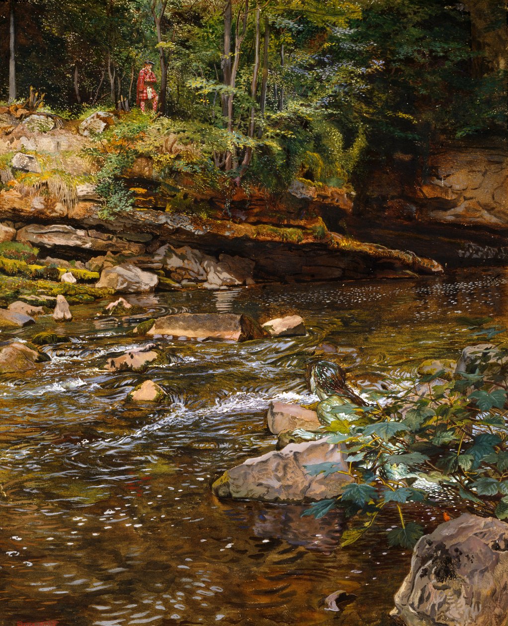 The Kelpie and the Highlander (kridt & kropsfarve på papir) af John Byam Liston Shaw