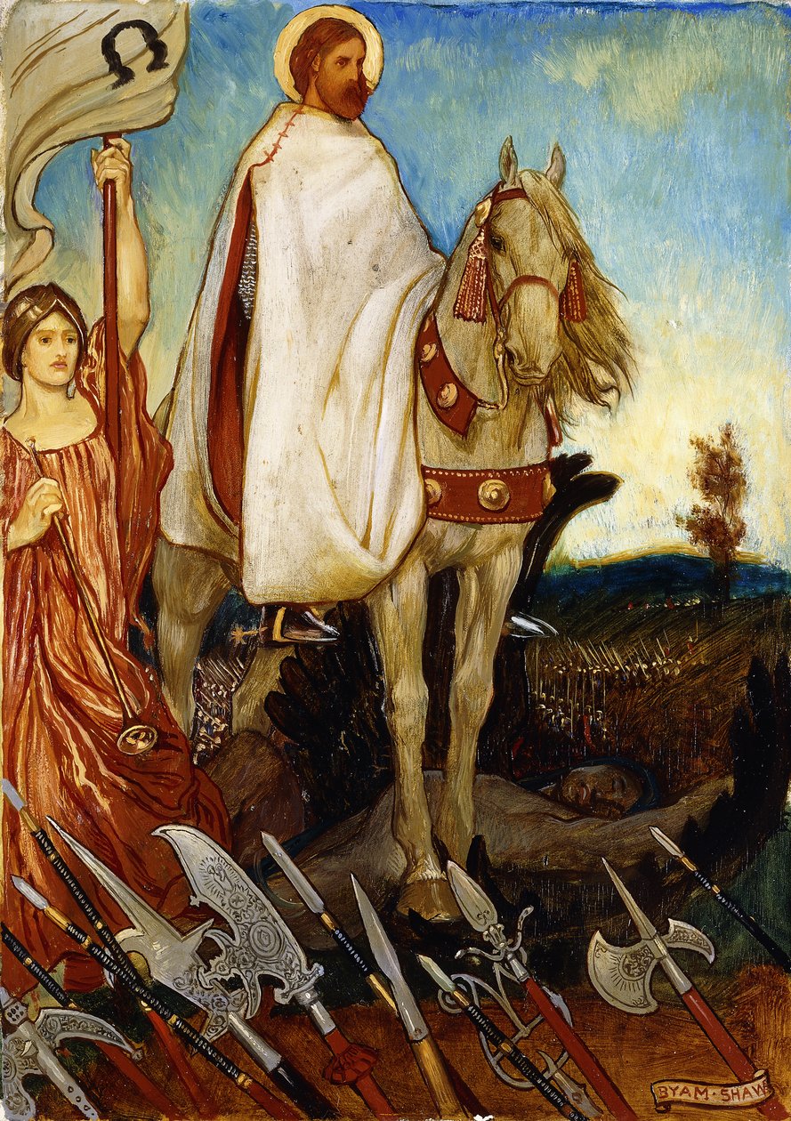 Der er en stor feltmarskal, min ven, som opstiller vores bataljoner; Lad os til Provdence stole på, og blive og arbejde på vores stationer", af John Byam Liston Shaw