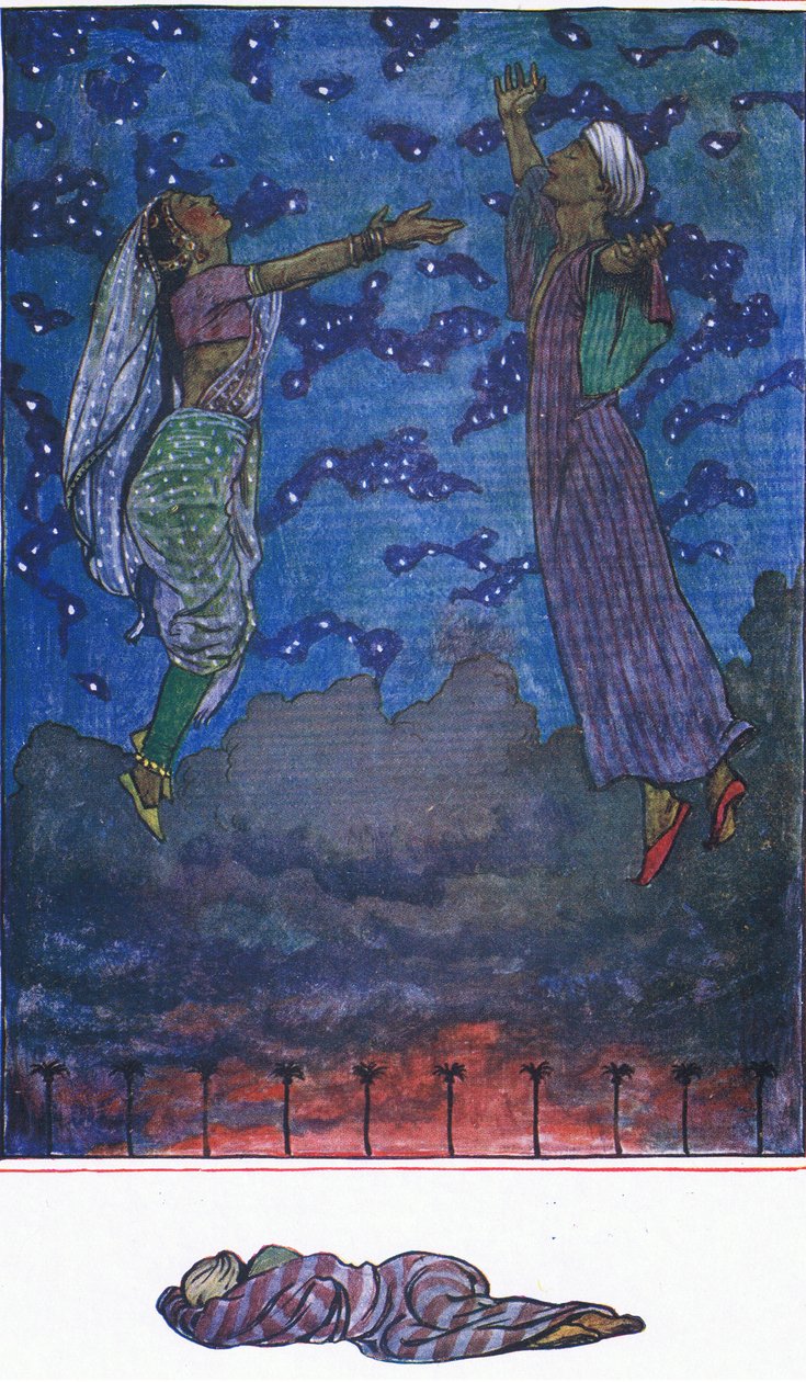 Tre sange af Zahir-u-Din, illustration fra The Garden of Kama (og andre tekster fra Indien), 1920 af John Byam Liston Shaw