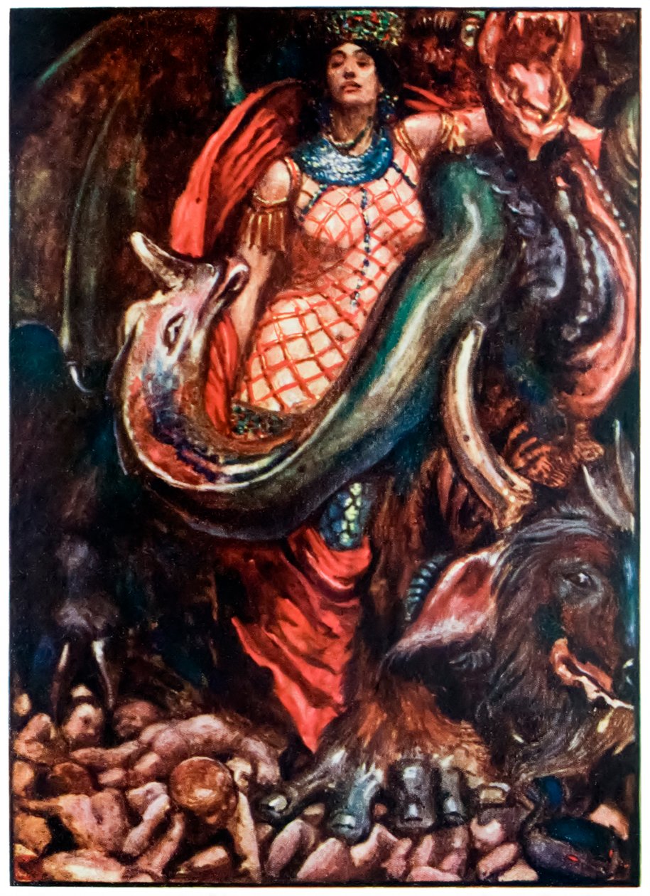 "Alligevel blev det styret af en kvinde" fra "Pilgrimens fremskridt fra denne verden, til det som skal komme" af John Bunyan af John Byam Liston Shaw