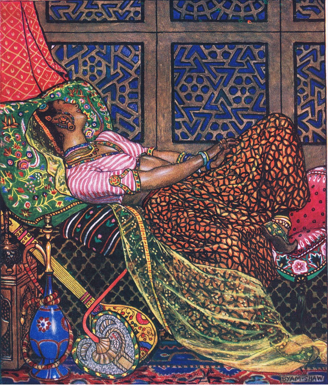 Zira i fangenskab, illustration fra The Garden of Kama (og andre tekster fra Indien), 1920 af John Byam Liston Shaw