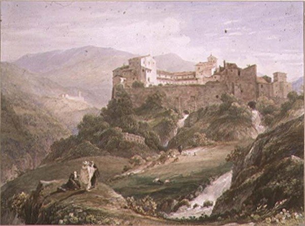 Italiensk Landskab, med Kloster af John Byrne