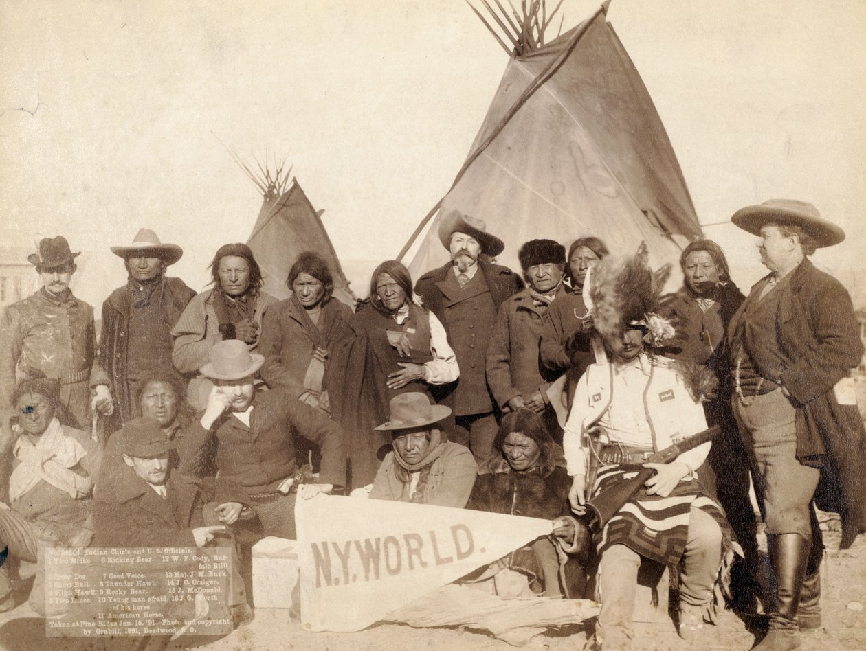 Indiske høvdinge og amerikanske embedsmænd ved Pine Ridge, 1891 af John C. H. Grabill