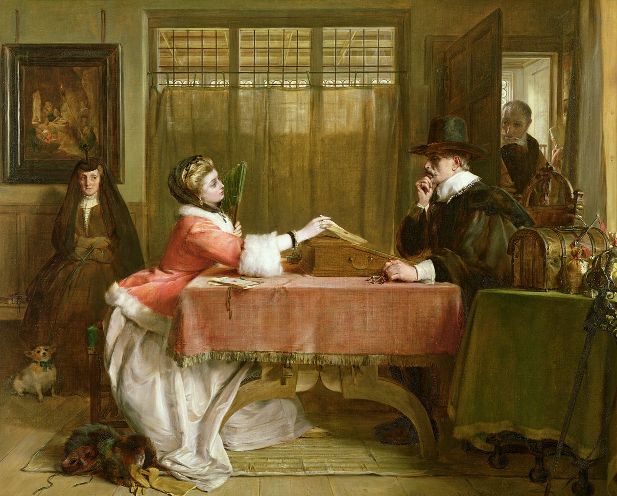 Bankmandens private værelse, forhandling om et lån, 1870 af John Callcott Horsley