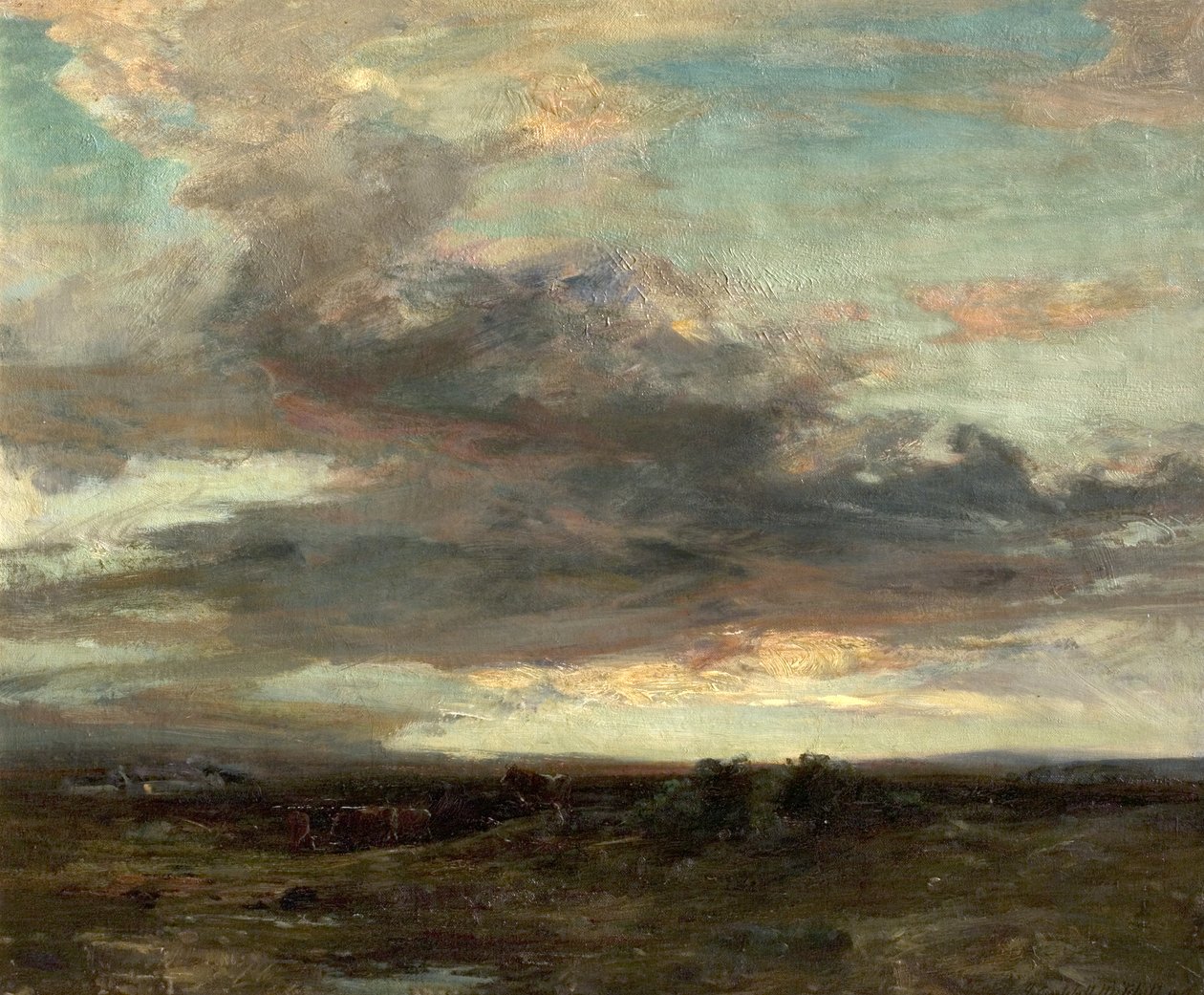 Argyllshire Moor, Skotland, solnedgang, 1907 af John Campbell Mitchell
