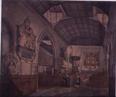 Giles-kirken, Cripplegate, mod vest, med Constance Whitney-monumentet af John Carter