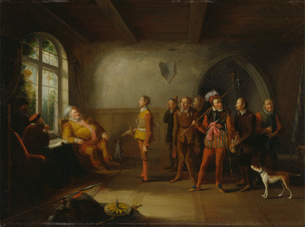 Falstaff og rekrutterne, fra "Henry IV, Part II" af John Cawse