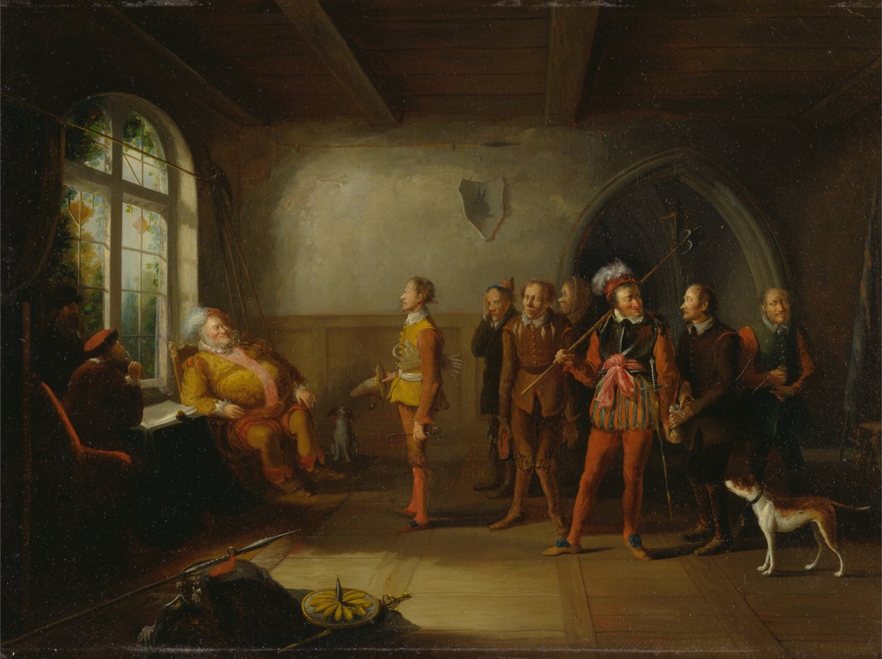 Falstaff og rekrutterne, fra "Henry IV, Part II" af John Cawse