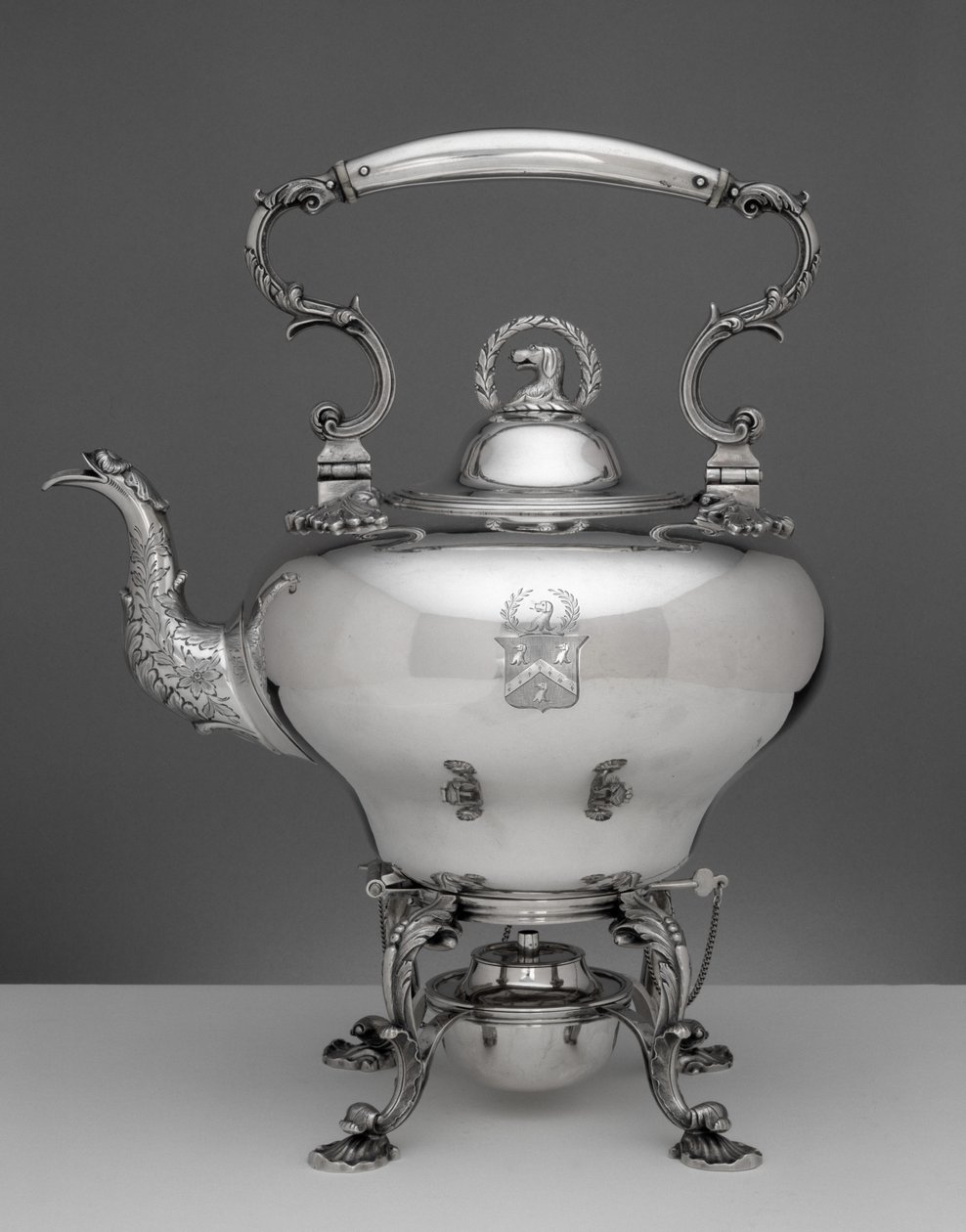 Kedel på stativ, ca. 1827-1843 (sølv) af John Chandler Moore
