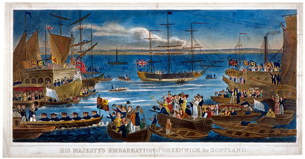 Hans Majestæts indskibning i Greenwich, til Skotland, 1822. af John Chapman