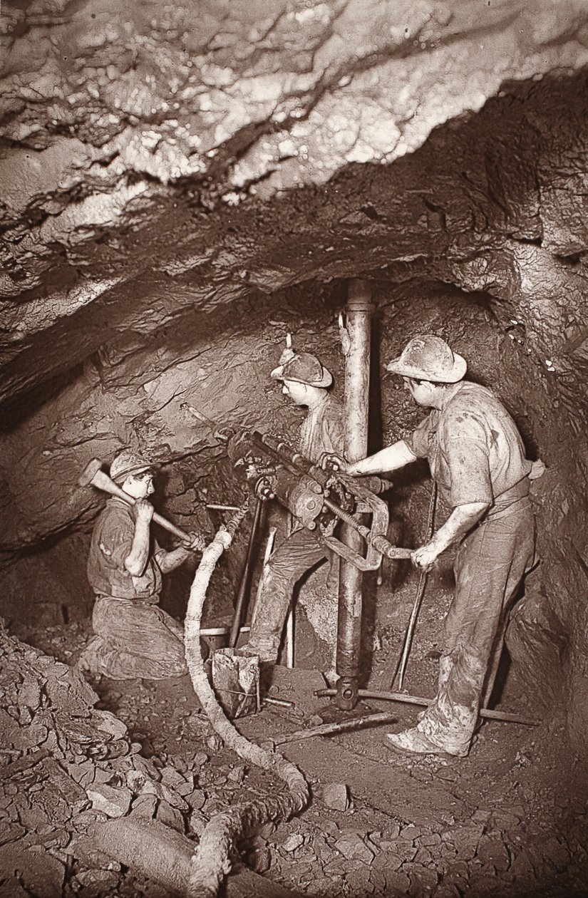 En stenborende ende, East Pool-mine, illustration fra 