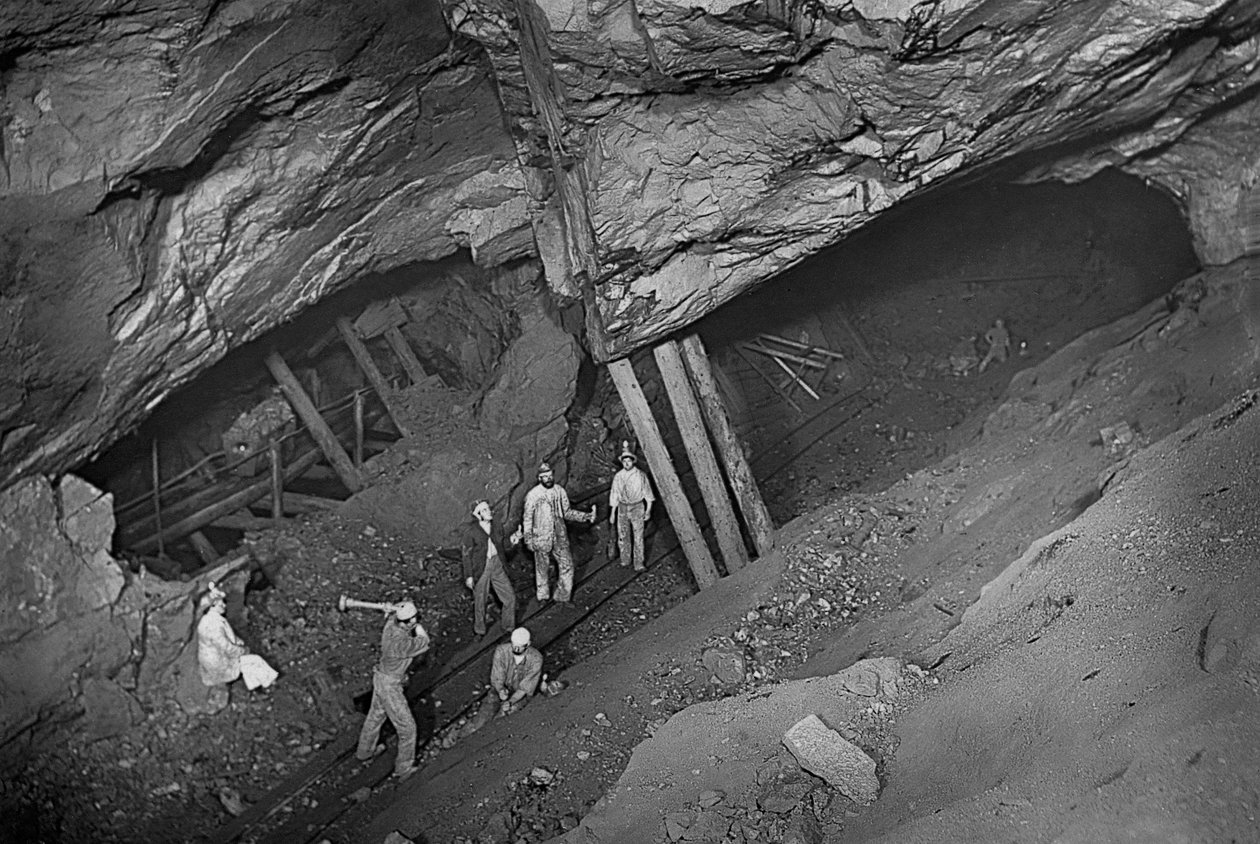 Underjordisk minedrift, Dolcoath, Cornwall af John Charles Burrow