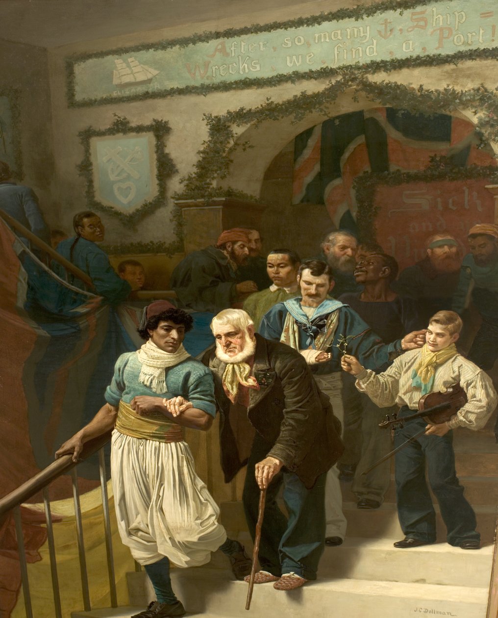 Friends in Adversity, juledag på Dreadnought Hospital, Greenwich af John Charles Dollman