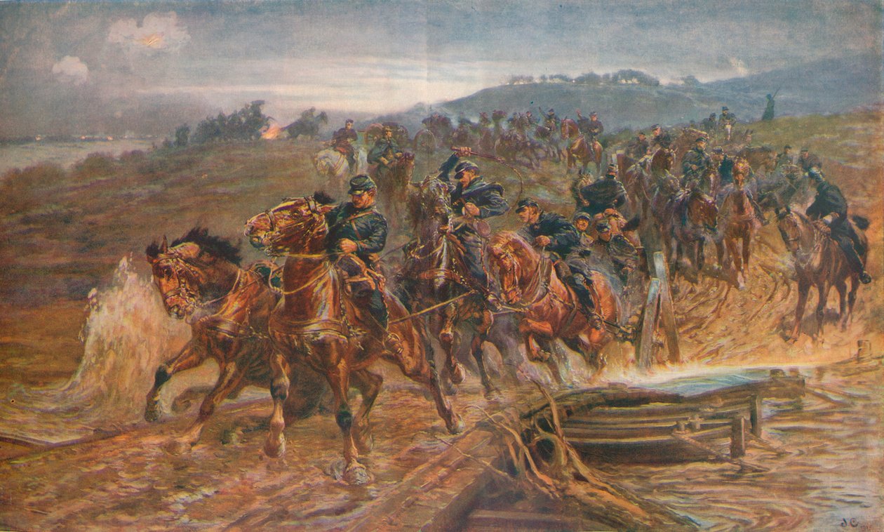 Fransk artilleri krydser floden Aisne, september 1914, 1915 1928 af John Charlton