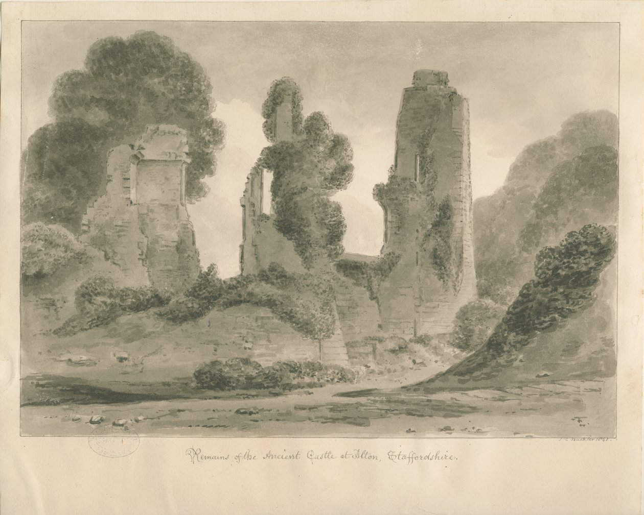 Alton Castle: sepia drawing, 1841dani af John Chessell Buckler