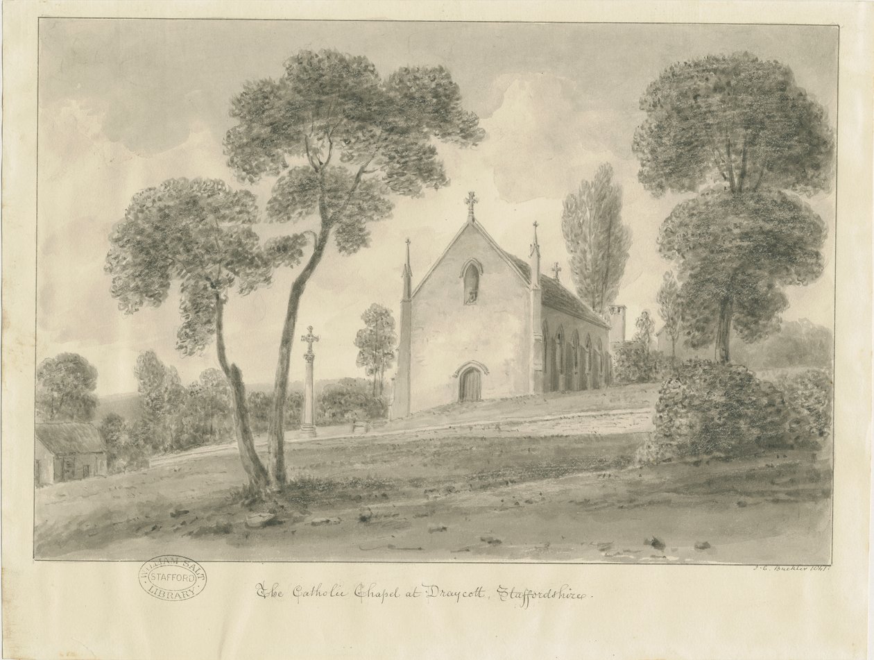 Cresswell - Draycott-in-the-Moors Catholic Chapel: sepia drawing, 1841dani af John Chessell Buckler