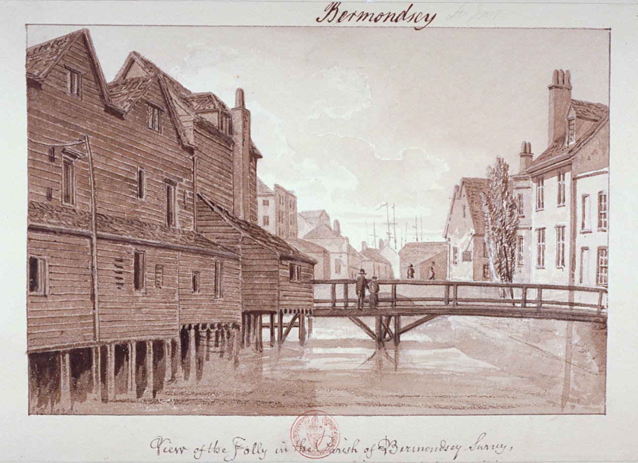 Dockhead Folly, Bermondsey, London, 1828 af John Chessell Buckler
