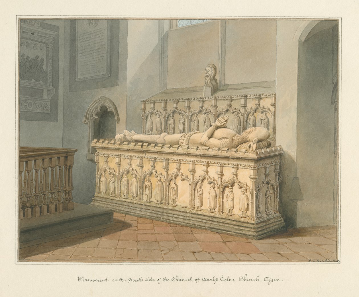 Essex - Earls Colne Church - Monument, 1824 af John Chessell Buckler