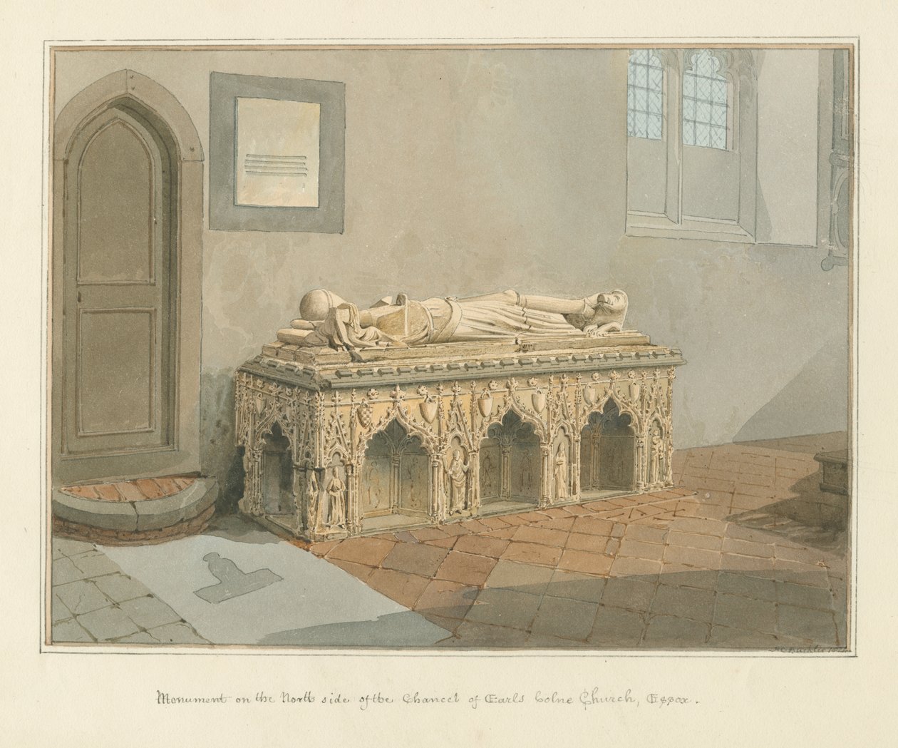 Essex - Earls Colne Church - Monument, 1824 af John Chessell Buckler