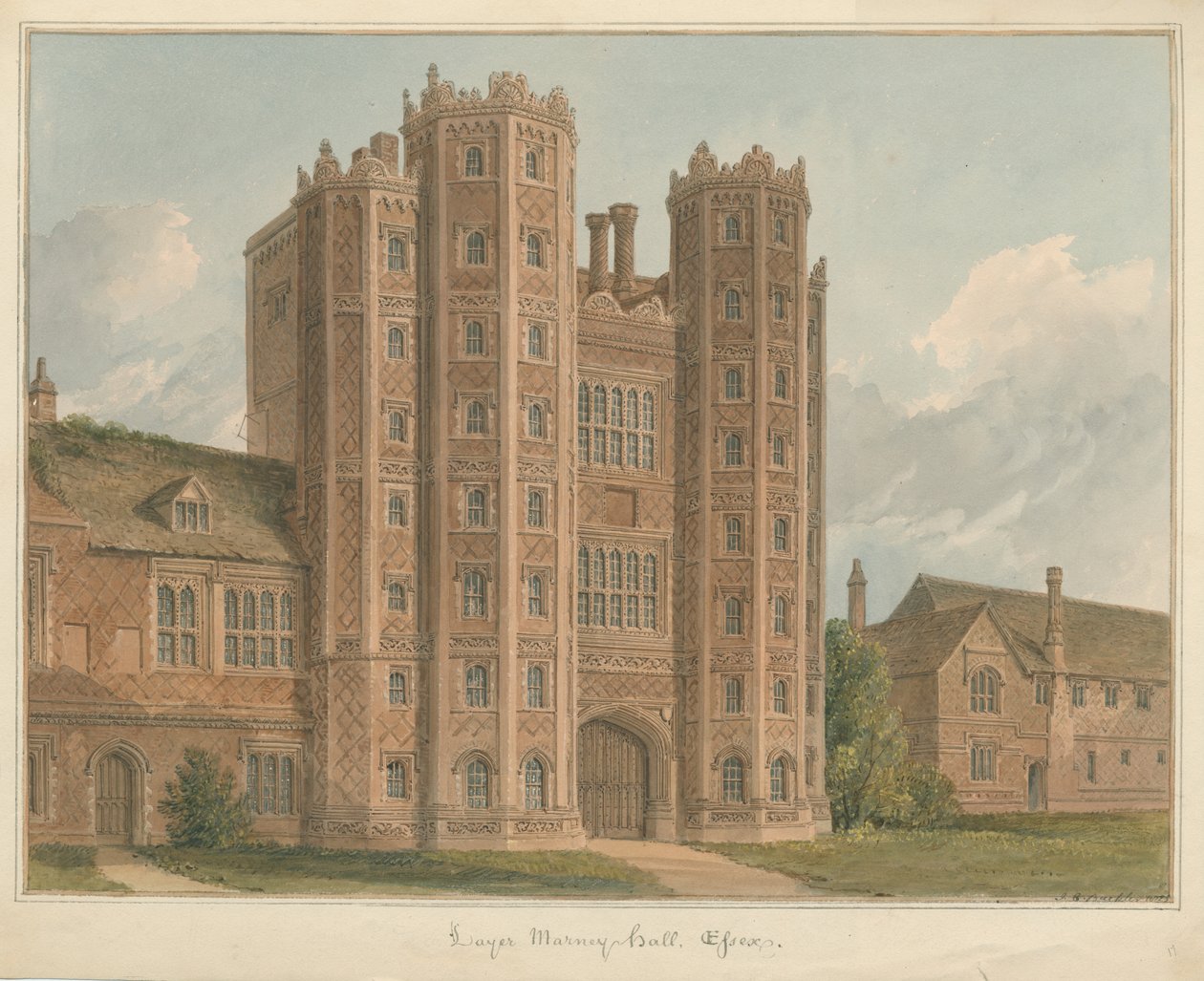 Essex - Layer Marney Hall, 1825 af John Chessell Buckler