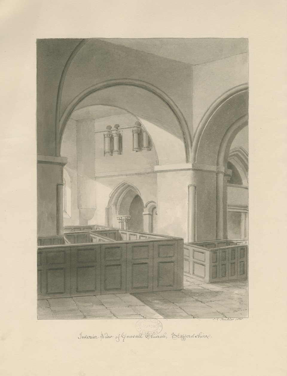 Forton - Aqualate Hall: gravering, nd [1653-1686] (tryk) af John Chessell Buckler