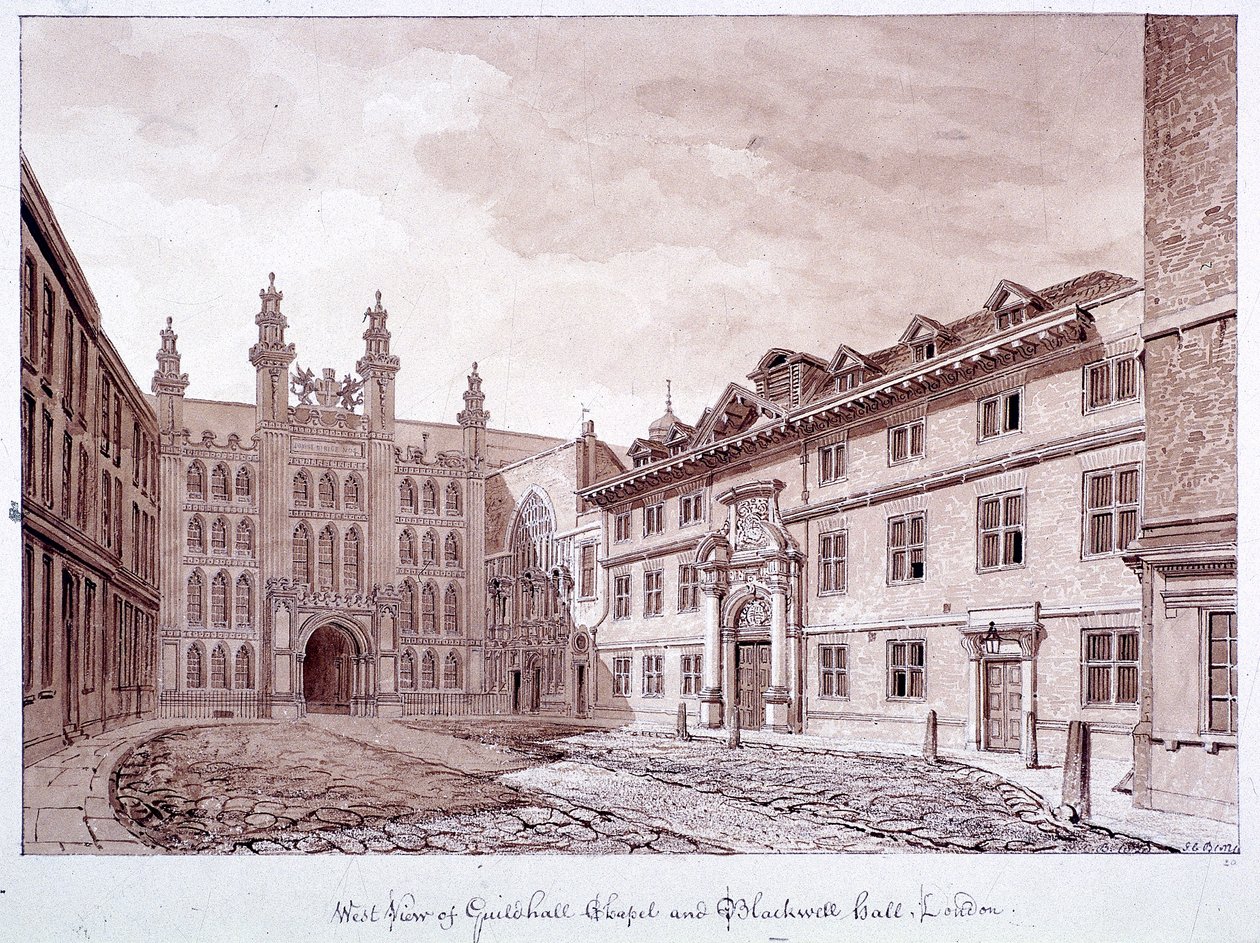 Guildhall, London, 1820 af John Chessell Buckler