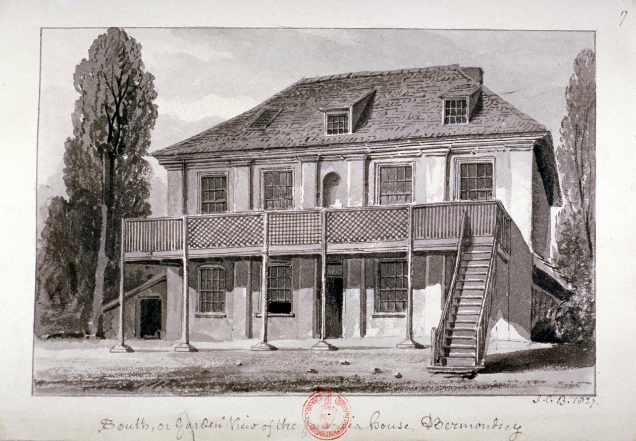 Jamaica House, Cherry Garden Street, Bermondsey, London, 1827 af John Chessell Buckler