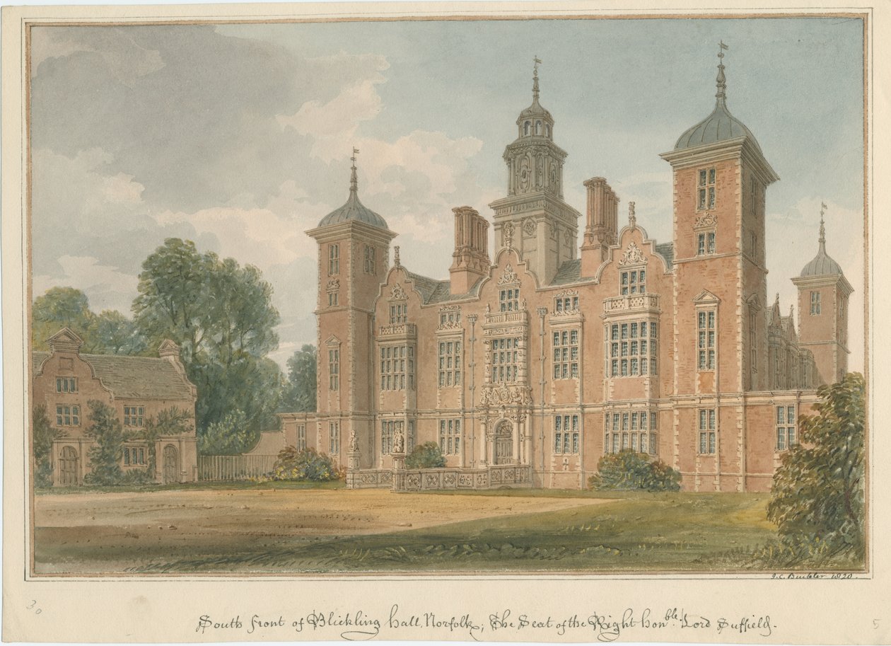 Norfolk - Blickling Hall, 1820 af John Chessell Buckler