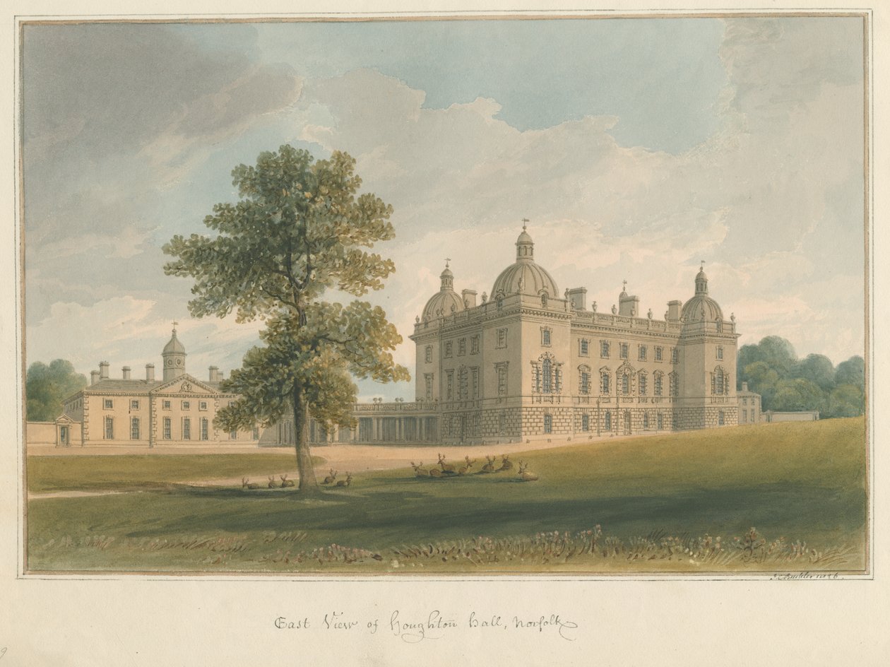 Norfolk - Houghton Hall, 1826 af John Chessell Buckler