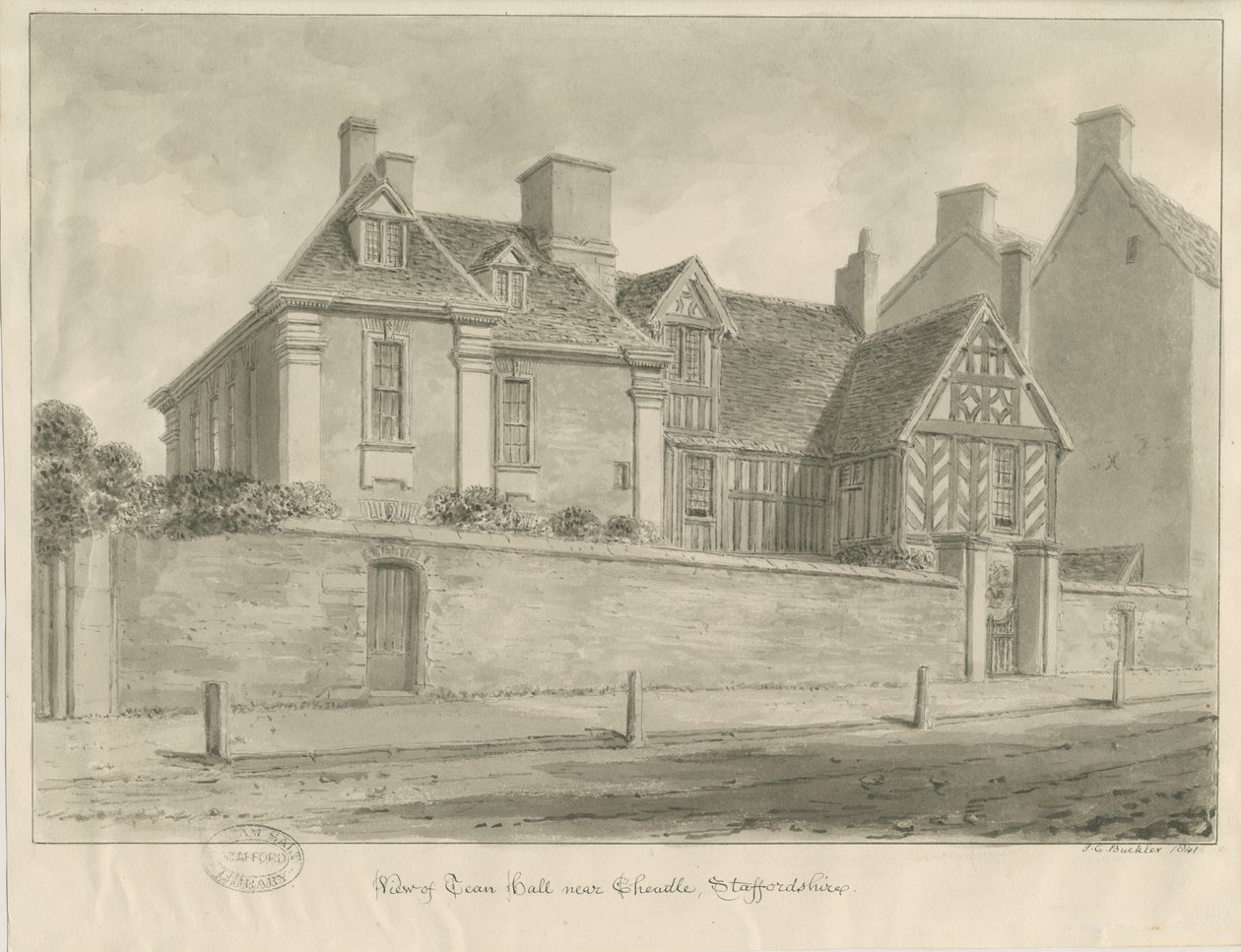Tean Hall: sepia tegning af John Chessell Buckler