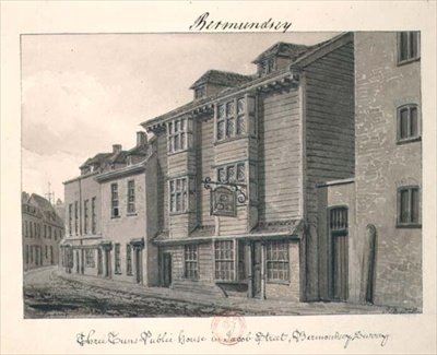 Three Tuns Public House i Jacob Street, Bermondsey af John Chessell Buckler