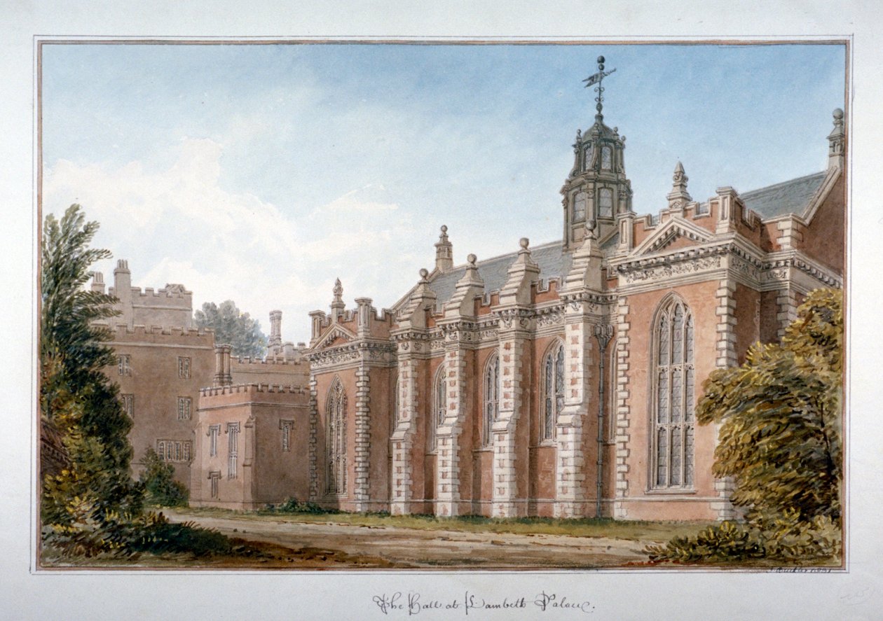 Udsigt over hallen ved Lambeth Palace, London, 1831 af John Chessell Buckler