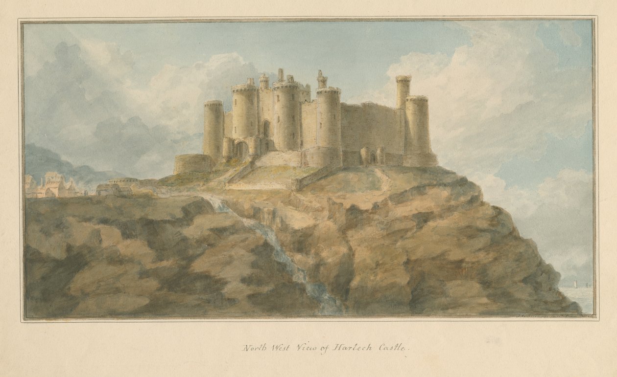 Wales - Mouthshire - Harlech Castle, 1800 af John Chessell Buckler