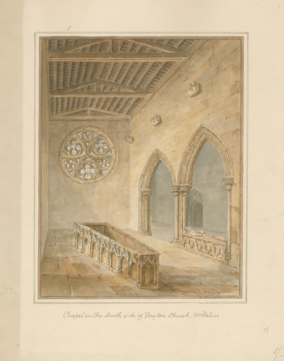 Wiltshire - Boyton Church - Kapel, 1812 af John Chessell Buckler