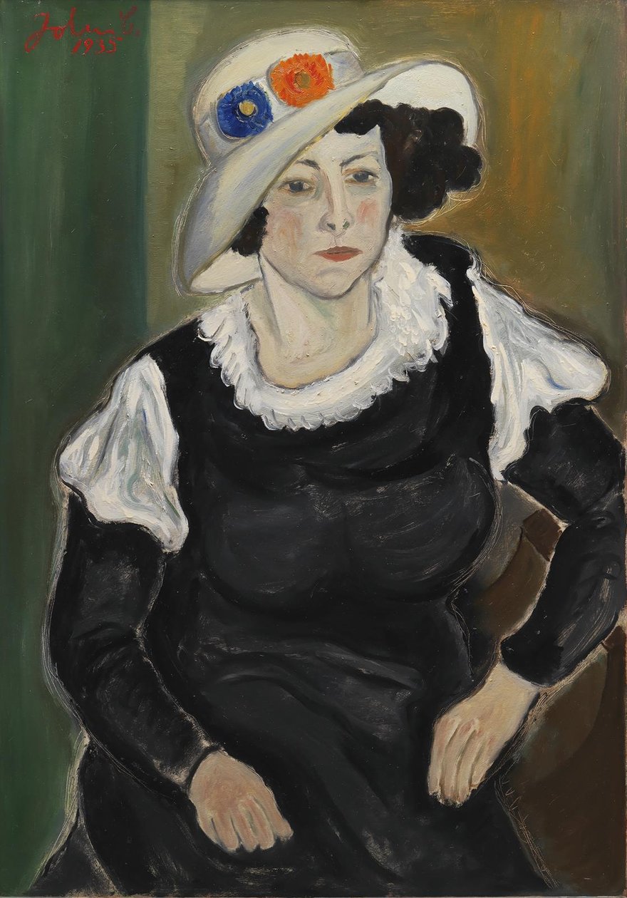 En dame iført hat. Kunstnerens Hustru, Dagny Marie Christensen af John Christensen
