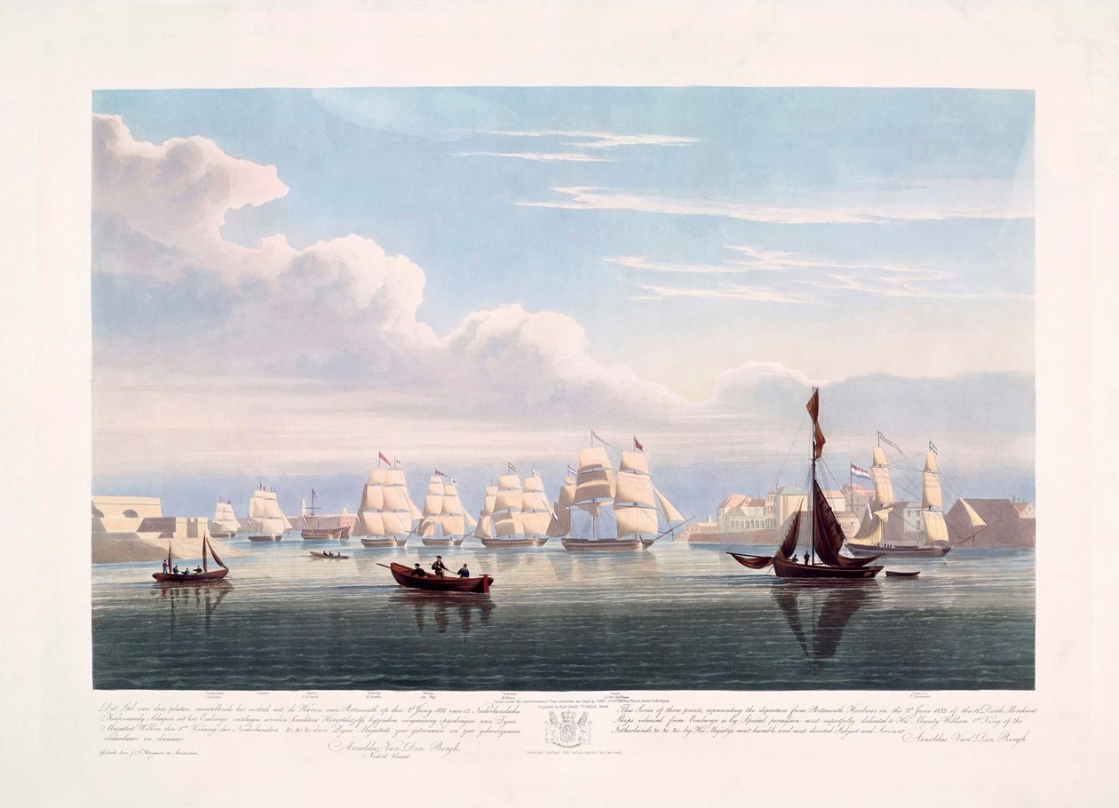 Hollandske handelsskibe, der forlader Portsmouth, 2. juni af John Christian (after) Schetky