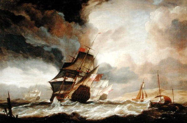 Lines of the Line slår ud til havet (olie på lærred) af John Christian Schetky