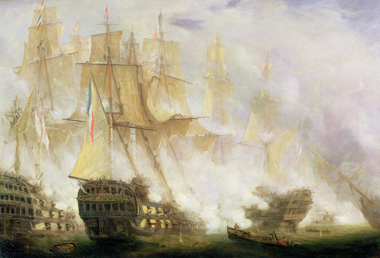 Slaget ved Trafalgar, ca. 1841 (olie på lærred) af John Christian Schetky