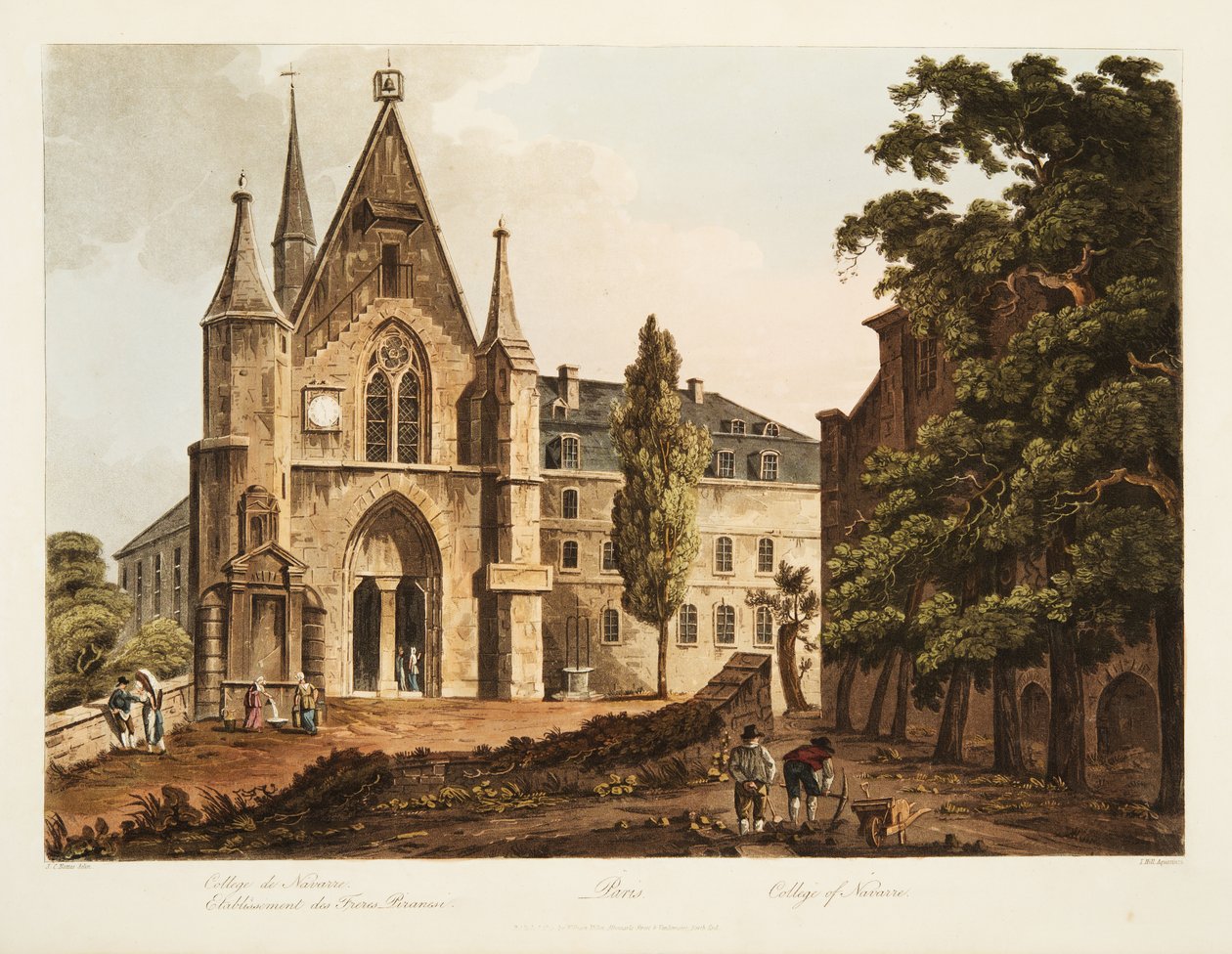 College of Navarre, illustration fra Versailles, Paris og Saint Denis, pub. 1806 (akvatint) af John Claude Nattes