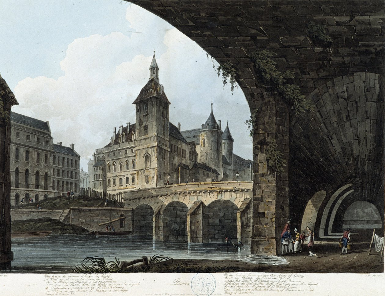Paris: Le Pont au Change - i "" Paris set af J.C. Mats", red. Miller, London af John Claude Nattes