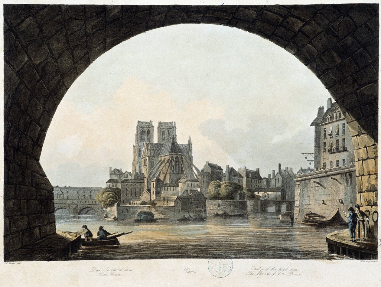 Paris: Notre Dame - i ""Paris vu par J.C. Mats", red. Miller, London af John Claude Nattes