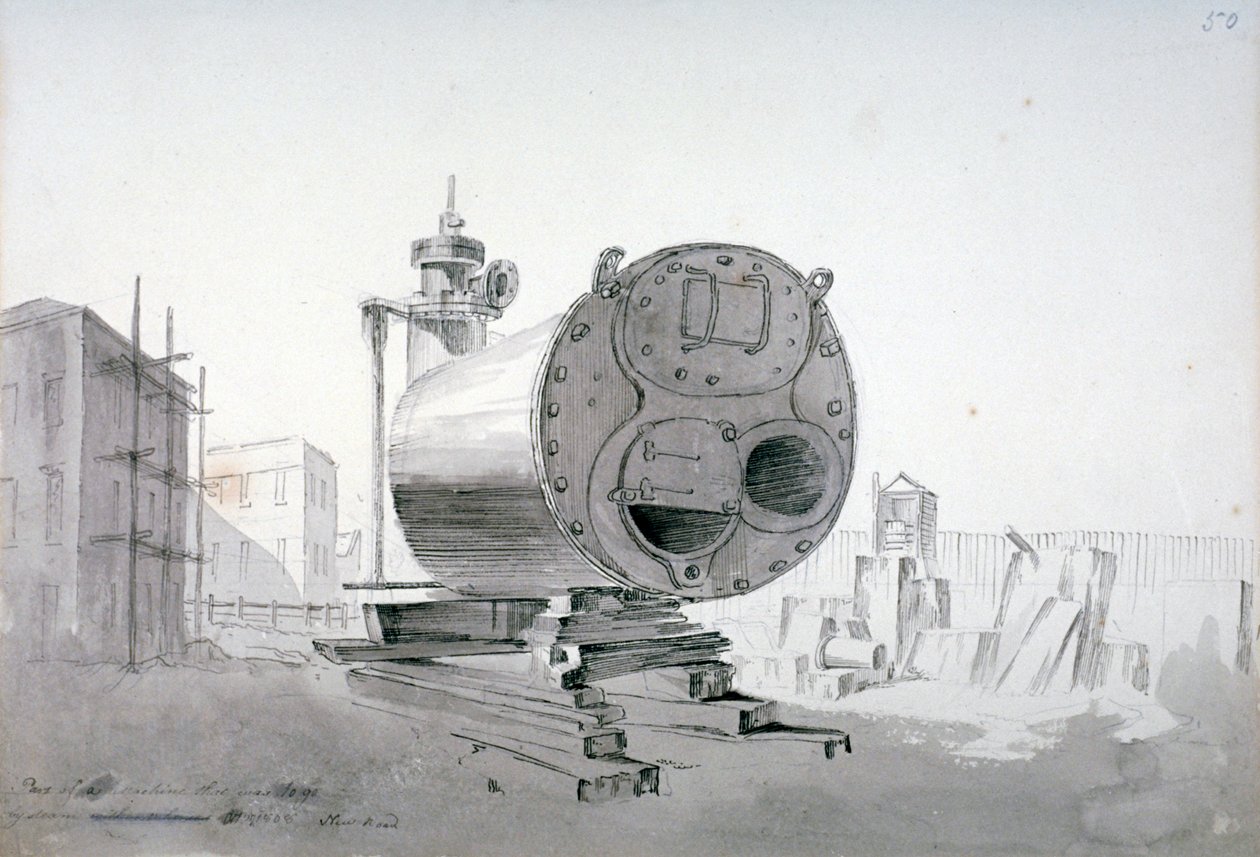 Dampmaskine, New Road, Islington, London, 1808 af John Claude Nattes