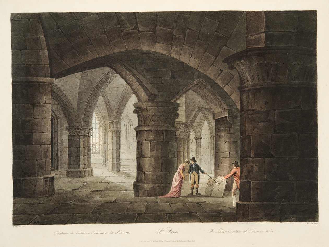The Burial Place of Turenne, illustration fra Versailles, Paris og Saint Denis, pub. 1809 (akvatint) af John Claude Nattes