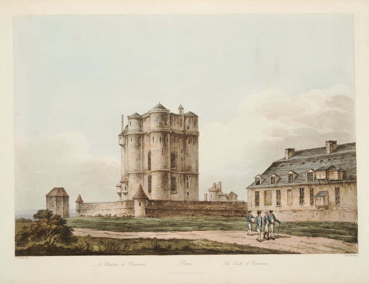Slottet i Vincenne, illustration fra Versailles, Paris og Saint Denis, pub. 1810 (akvatint) af John Claude Nattes